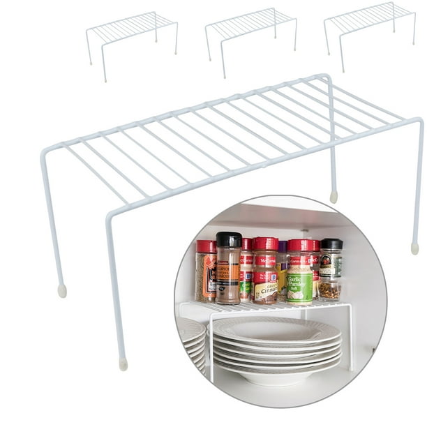 Storage Rack Organizer for Kitchen,Cabinet Bathroom MShop Expandable Kitchen Counter and Cabinet Shelf White,1 Pack